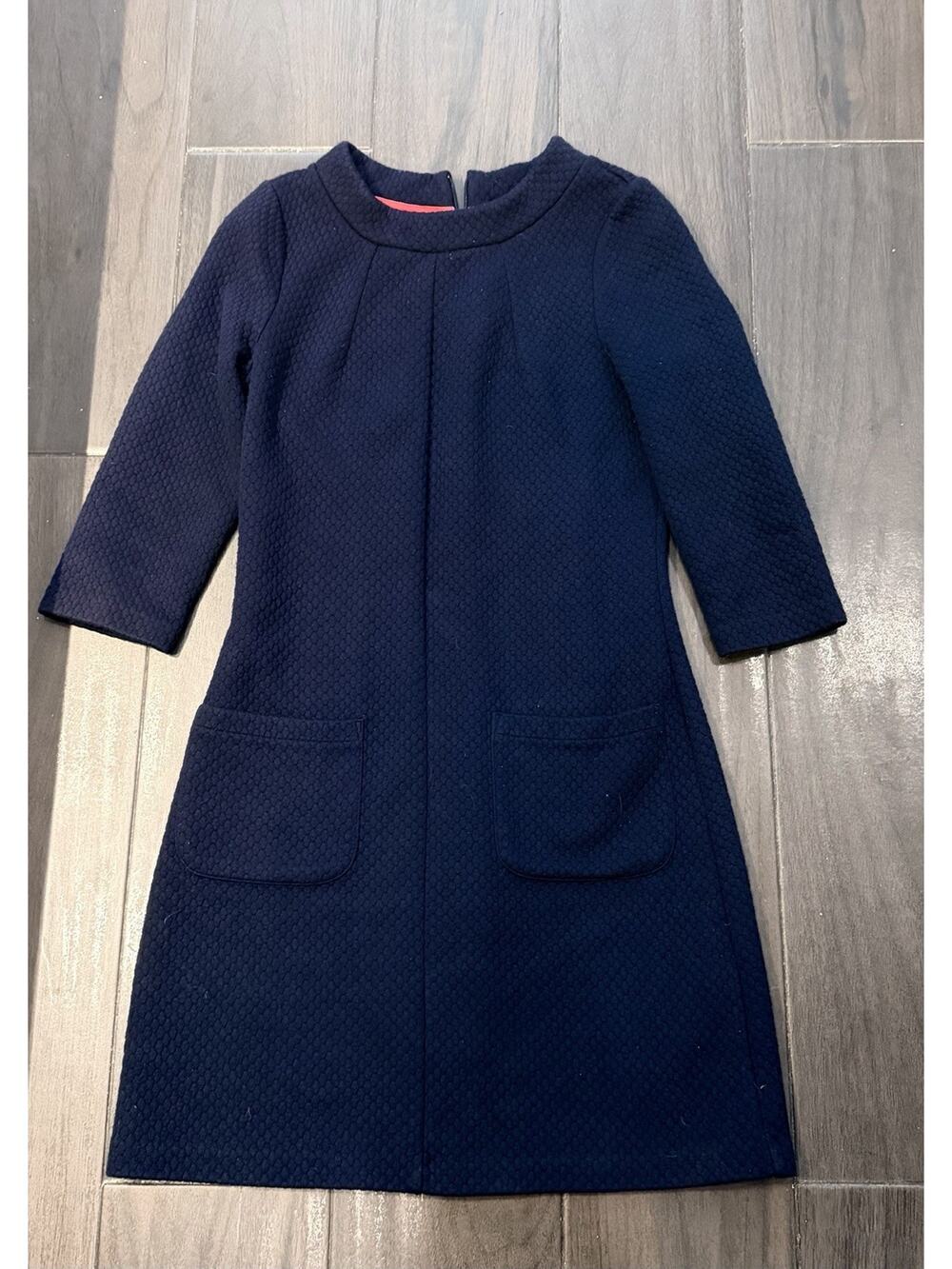 Boden Navy Blue Ottoman Ribbed Knit A-line Shift Dress Women's 4R Jacquard
